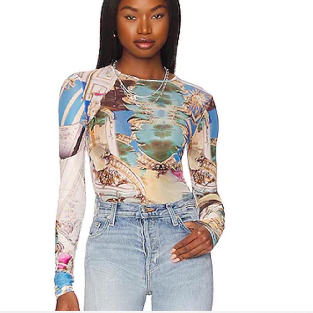 MIAOU X PALOMA LONG SLEEVE MESH T-SHIRT
